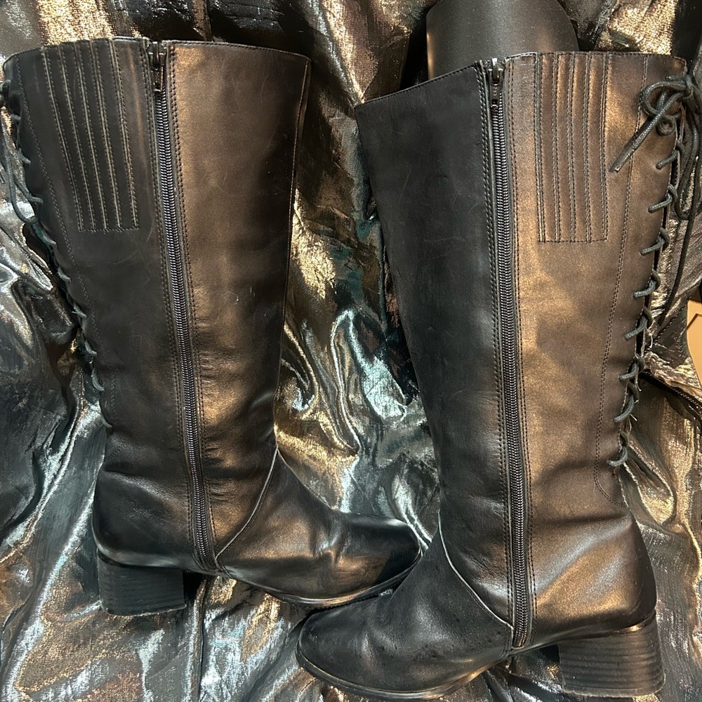 David Tate Black Leather Boots